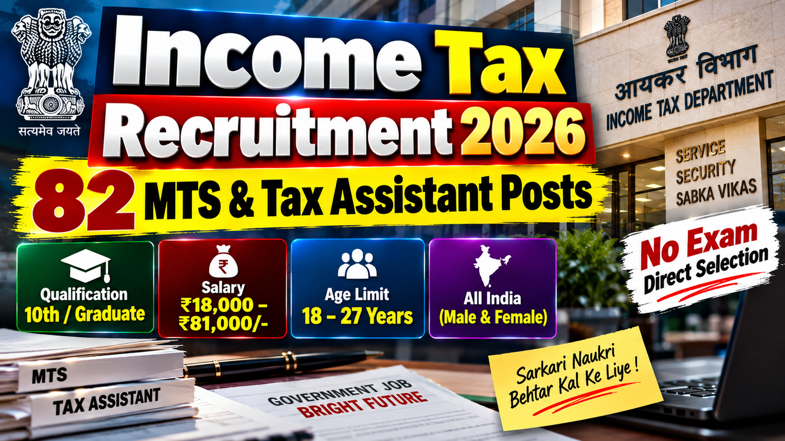 Read more about the article Income Tax Recruitment 2026 – Apply for MTS & Tax Assistant Posts