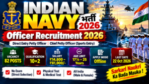 Read more about the article Indian Navy Recruitment 2026 – Direct Entry Petty Officer & Chief Petty Officer Posts