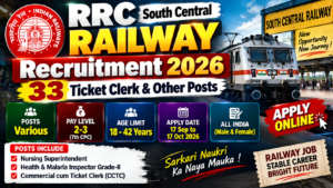 Read more about the article RRC South Central Railway Recruitment 2026 – Apply Online for 33 Ticket Clerk & Other Posts
