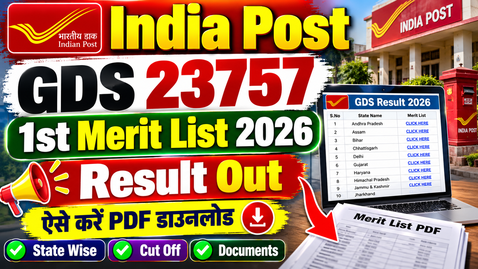 Read more about the article India Post GDS Result 2026 – 1st Merit List PDF Download