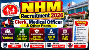 Read more about the article NHM Recruitment 2026 – Clerk, Medical Officer & Other Posts
