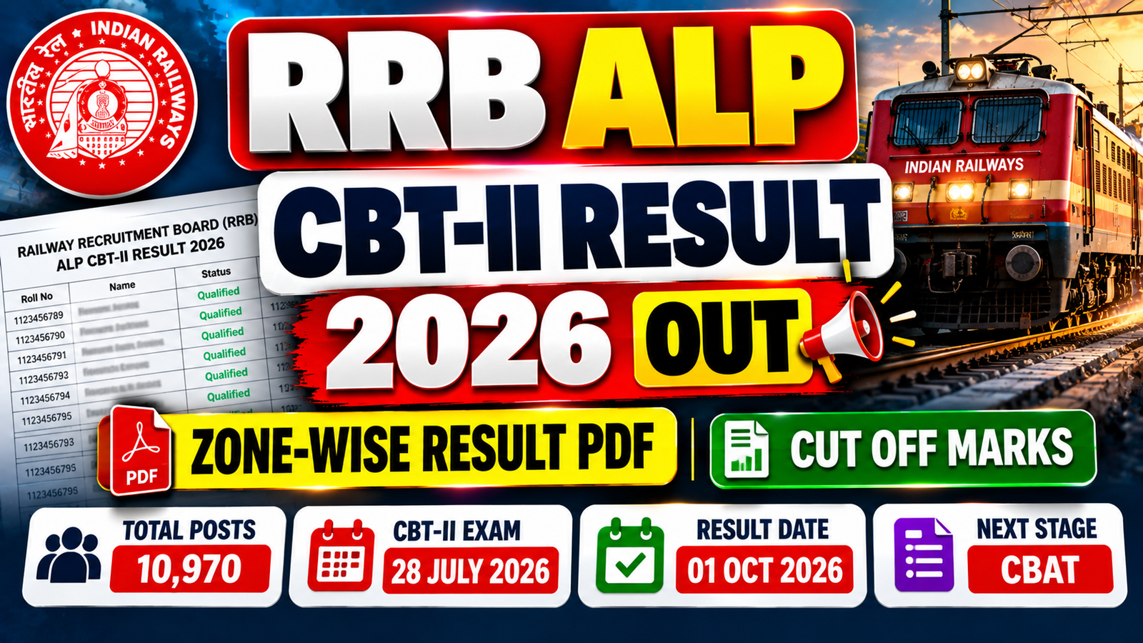 Read more about the article RRB ALP CBT-II Result 2026 – Check Zone-Wise Result PDF & Cut Off